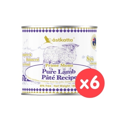 ASTKATTA [6 Can] Prime Mono Pure Lamb Pâté Recipe (180g x6) Cat Can 361581 image
