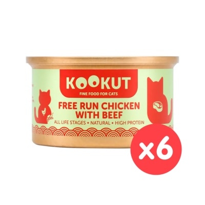 KOOKUT - [6罐装] 放养鸡牛肉 (70g x6) 猫罐头 002832