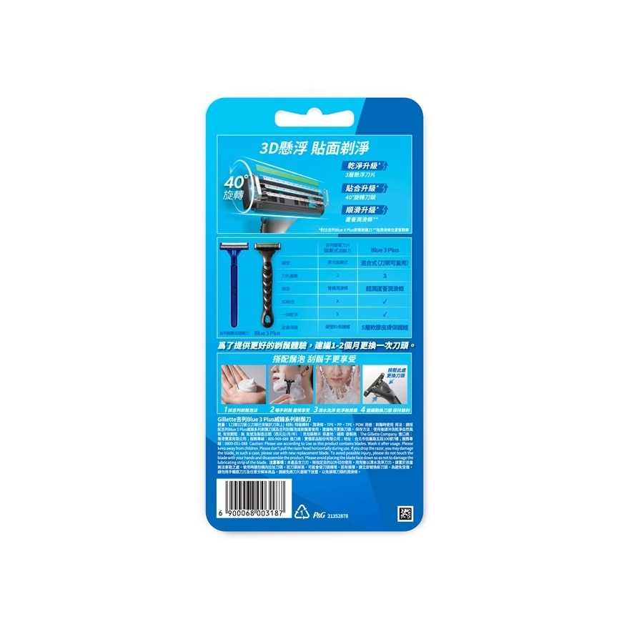 Gillette Blue 3 Plus Razor 3UP image