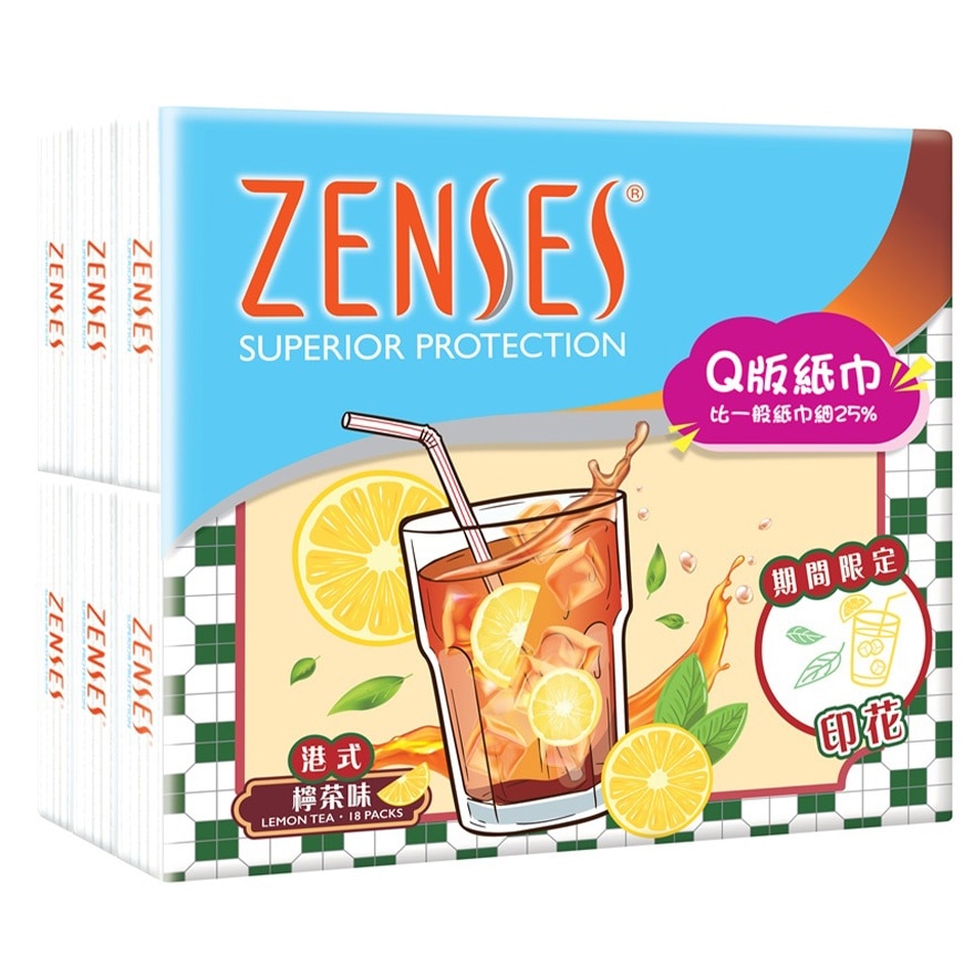 倩絲親膚4層Q版紙手巾18包 (印花) - 檸茶味