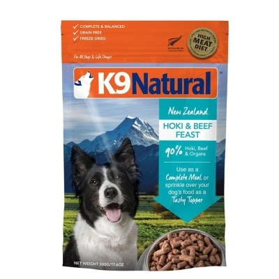 K9 NATURAL - K9 Hoki & Beef Feast Dog Food (500g) Freeze Dried Pet Food- K9 Natural