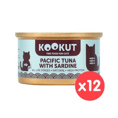 KOOKUT - [12罐装] 太平洋吞拿鱼沙甸鱼 (70g x12) 猫罐头 008297