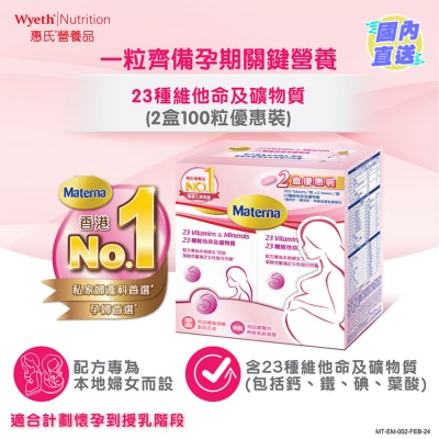 惠氏 Materna® 23種維他命及礦物質2盒優惠裝