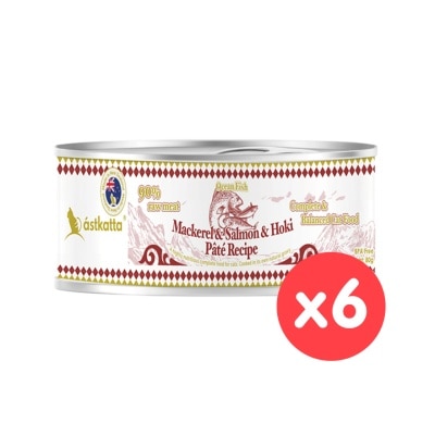 ASTKATTA - [6罐裝] 澄海系列 純淨天然肉醬罐  鯖魚&三文魚&紐西蘭藍鱈魚 (80g x6) 貓主食罐頭 361567