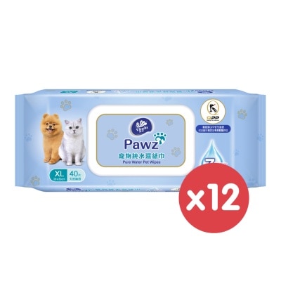 維達 - [箱裝] Pawz - 寵物純水濕紙巾 (40片 x12包) 004741