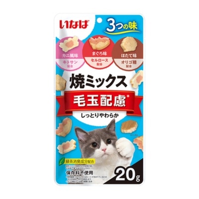 INABA - 3味小魚燒-吞拿魚、蟹、帶子風味 化毛球配方 (20g) QSC-117 貓小食