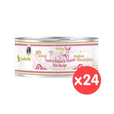 ASTKATTA [24 Can] Wild Game Lamb & Rabbit & Venison Pâté Recipe (80g x24) Cat Can 361550 image