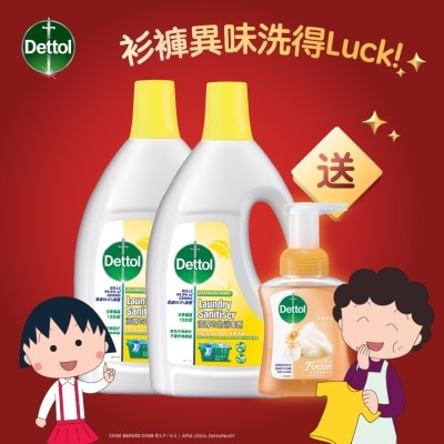 DETTOL 衣物消毒剂（柠檬清香）1.2升x2+泡沫洗手液（蜂蜜清香）