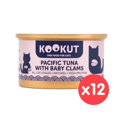 KOOKUT - [12罐装] 太平洋吞拿鱼蚬仔肉 (70g x12) 猫罐头 010412
