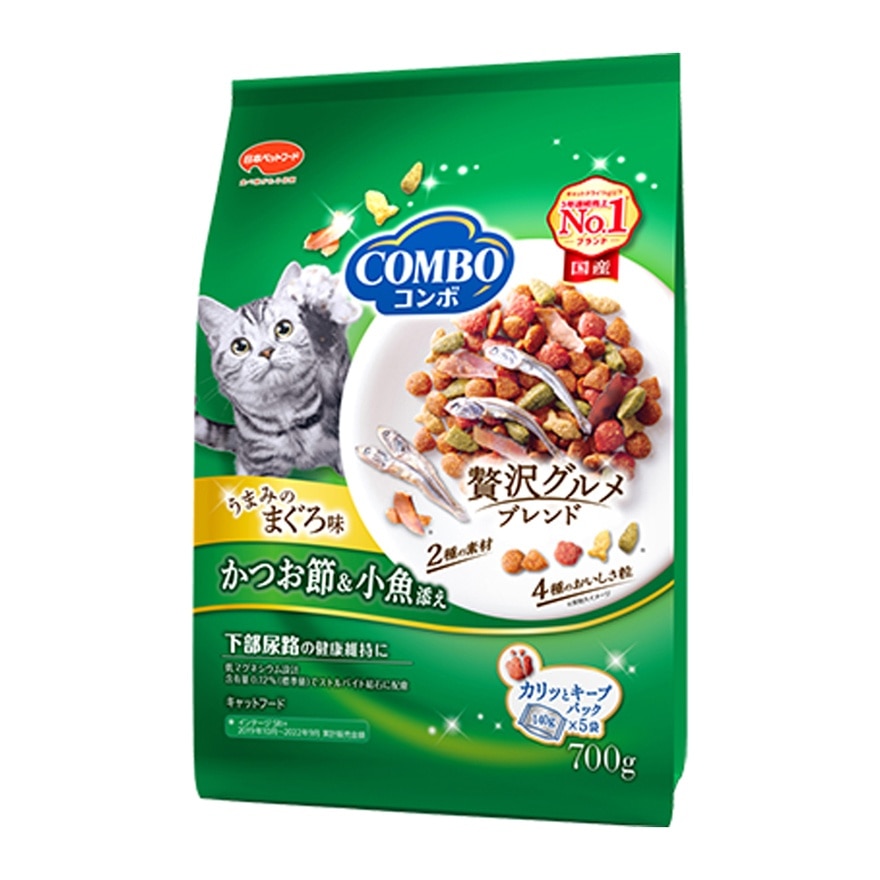 吞拿鱼味配鲣鱼小鱼 猫乾粮 700g (140g x5) 042298