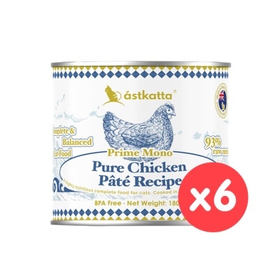 ASTKATTA [6 Can] Prime Mono Pure Chicken Pâté Recipe (180g x6) Cat Can 361574 image