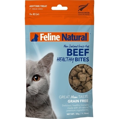FELINE NATURAL - F9 Beef Health Bites Cat Snacks (50g) Freeze Dried Pet Food / Pet Snack- Feline Natural