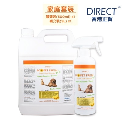 DIRECT - [ECO] 宠物除臭起渍剂V2加强版 - 家庭套装 [喷头装(500ml)x1 + 补充装(5L) x1]