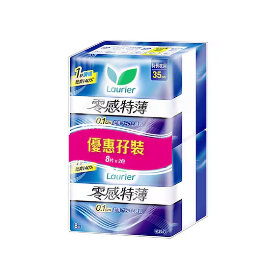 乐而雅零感特薄特長夜用35CM 8片装X2
