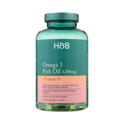 HOLLAND&BARRETT - OMEGA 3 FISH OIL 1200MG & VITAMIN D3 120S