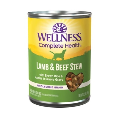 WELLNESS Grain Free Canned Dog Food Lamb & Beef Stew with Brown Rice & Apples (354g) 017554 image