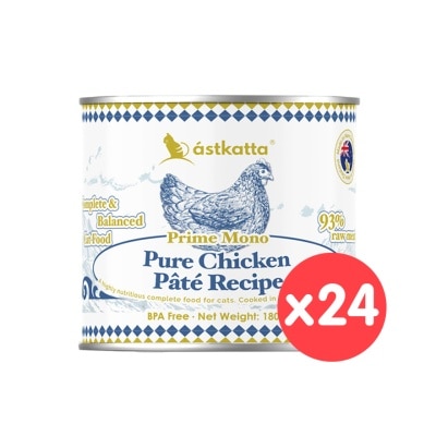 ASTKATTA [24 Can] Prime Mono Pure Chicken Pâté Recipe (180g x24) Cat Can 361574 image