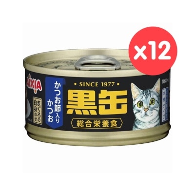 AIXIA - 黑缶系列 吞拿魚+鰹魚+木魚片 貓罐頭 (80g x12) AIXIA
