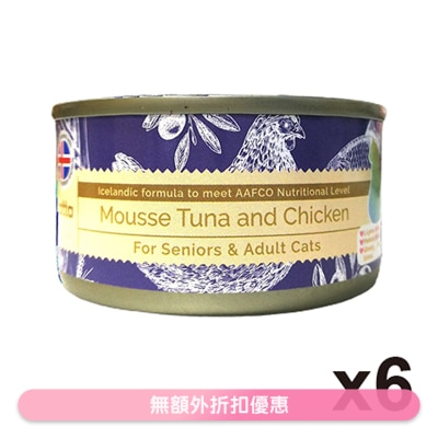 ASTKATTA - [6罐装]全天然吞拿鱼,鸡肉慕丝老猫,成猫主食罐头 (80g x6) Astkatta