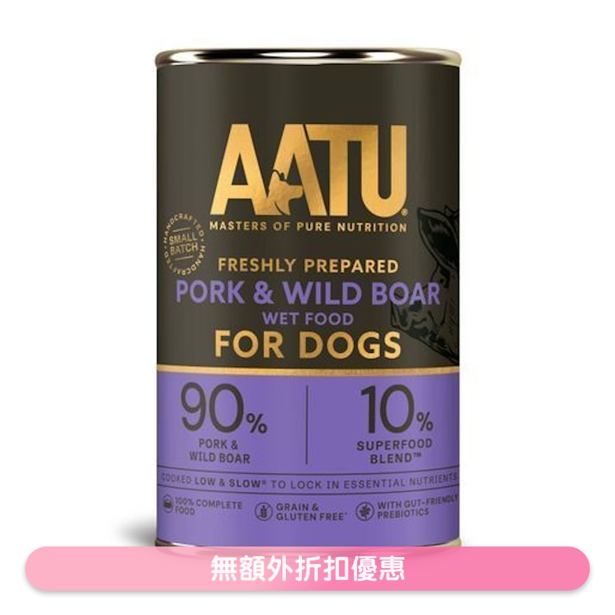 90/10 豬肉 & 野豬全犬配方罐頭 (400g) - AATU