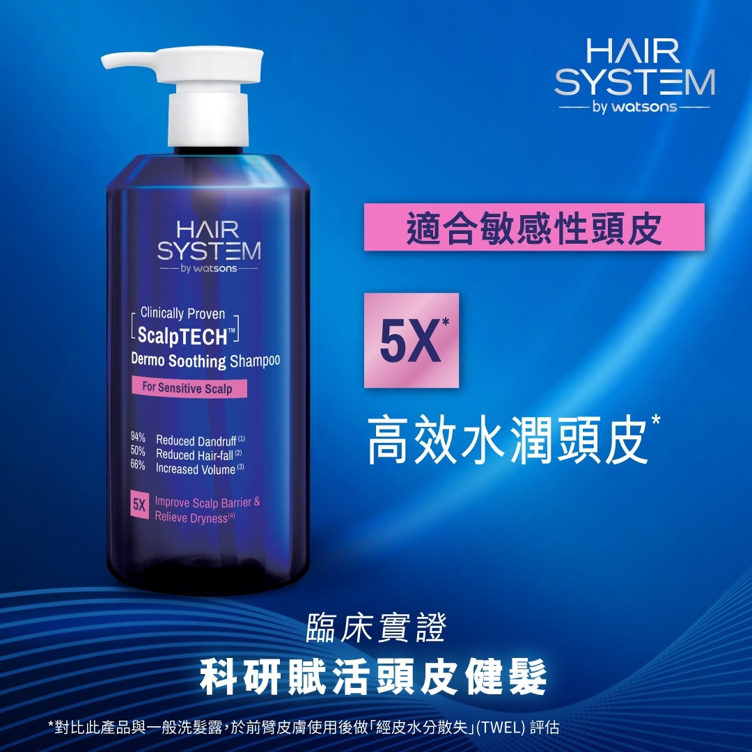 HAIR SYSTEM SCALPTECH RANGE DERMO SOOTHING SHAMPOO FOR SENSITIVE SCALP 500ML