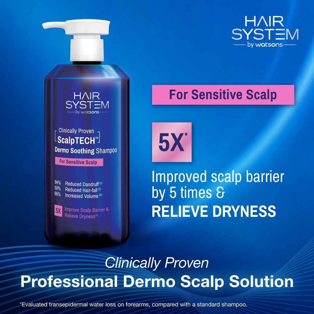 HAIR SYSTEM SCALPTECH RANGE DERMO SOOTHING SHAMPOO FOR SENSITIVE SCALP 500ML