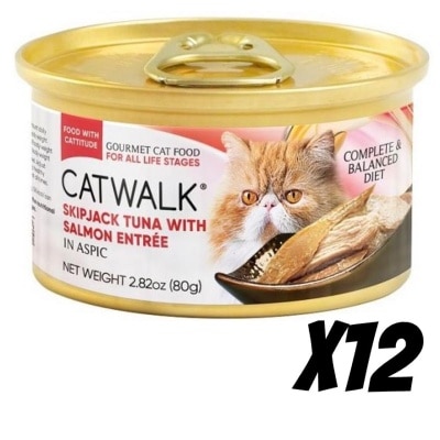 CATWALK - [12罐] 鲣吞拿鱼,三文鱼- 猫罐头(80gx12) - Catwalk