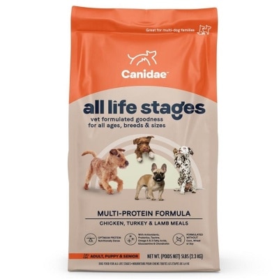 CANIDAE - ALL LIFE STAGES DOG FOOD - Chicken, Turkey Meals, Lamb Meals & Fish Meals (27lbs) 1030