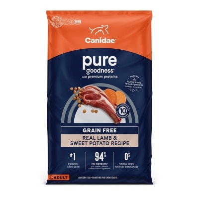 CANIDAE - GRAIN FREE PURE (Real Lamb & Sweet Potato Recipe) 22lb Dog Food- CANIDAE
