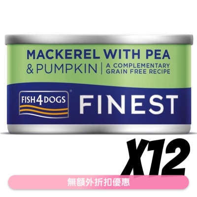 FISH4DOGS - 鲭鱼,豌豆,南瓜 狗罐头 (85gx12) - FISH4DOGS
