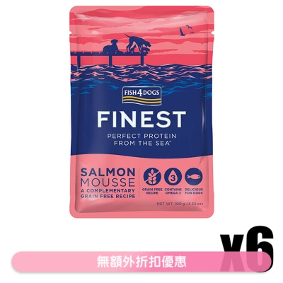 FISH4DOGS - [6包装] FINEST 三文鱼慕丝 (100g x6) 狗湿粮 - FISH4DOGS
