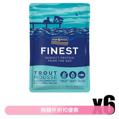FISH4DOGS - [6包装] FINEST 鳟鱼慕丝 (100g x6) 狗湿粮 - FISH4DOGS