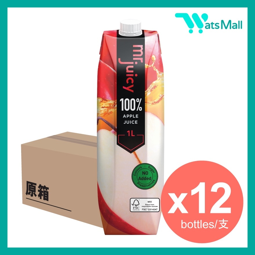 100%苹果汁饮品 1公升 (12支)