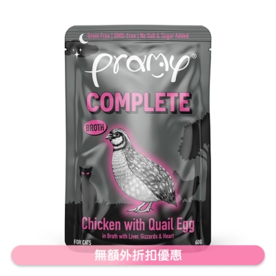 PRAMY 午夜飨宴 主食餐包 鲜嫩鸡肉+鹌鹑蛋 浓汤 (60g) 猫湿包 044829 MN4 image