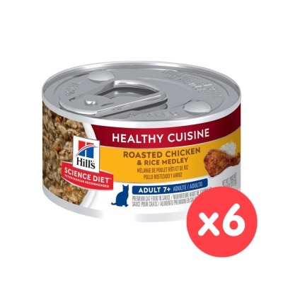 HILL'S - Adult Cat 7+ Healthy Cuisine Chicken & Rice (2.8oz x 6) Cat Can Food- Hills image