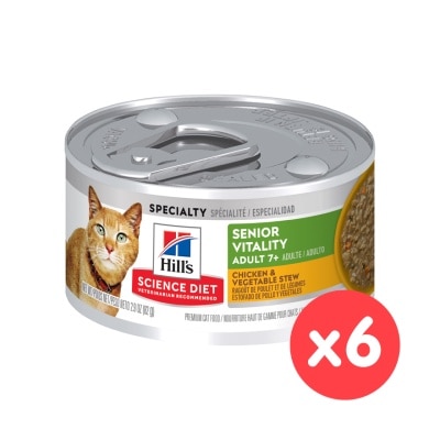 HILL'S - [6罐] 高齡貓7+ 高齡活力(2.9oz x 6)燉雞肉蔬菜主食罐 Hills貓罐頭 011974