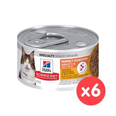 HILL'S - [6罐]成貓完美消化 燉雞肉蔬菜及米主食罐 (2.9oz x 6) Hills貓罐頭 041605