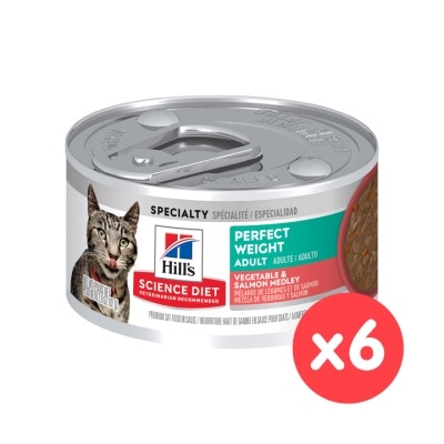 HILL'S - [6cans] Science Diet Adult Perfect Weight Vegetable & Salmon Medley (2.9oz x6) Cat Food 068435