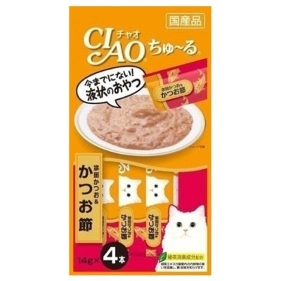 INABA - CIAO Churu Skipjack + Bonito Flakes Puree (14g x 4)Cat Snack 4SC-75