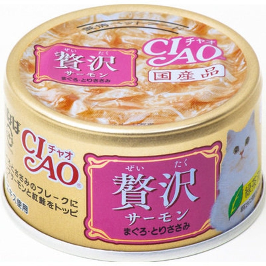 CIAO 奢华 - 三文鱼 吞拿鱼+鸡肉(80g)猫罐头 A-143