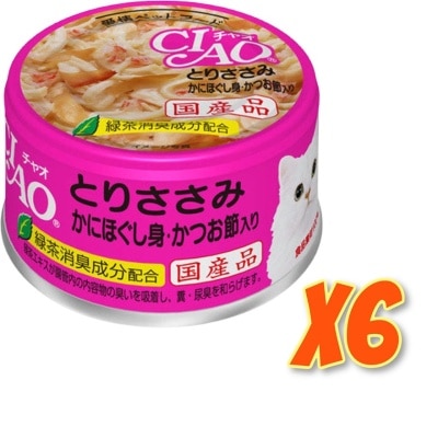 INABA - CIAO - 雞肉 蟹柳棒 鰹魚節 (85gx6)貓罐頭 A-17x6