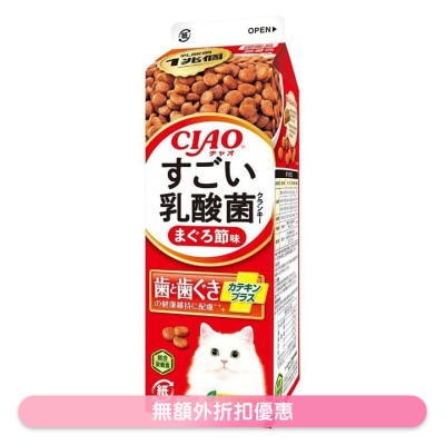 INABA - CIAO-勁量乳酸菌牛奶盒裝潔齒貓糧系列-吞拿魚味 400g (P-281) 