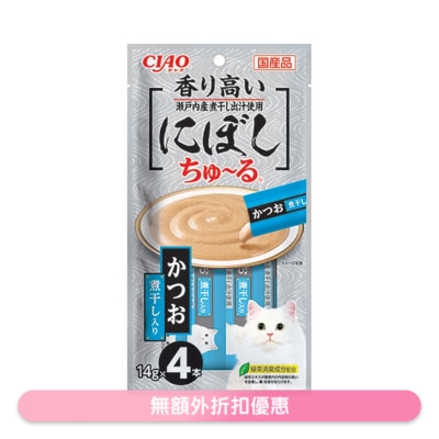 INABA <CIAO 超奴> 鰹魚配乾沙丁魚 貓小食 (14gx4) SC-376