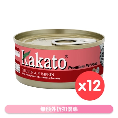 KAKATO - [12罐装]鸡、南瓜(70gx12)猫犬适用 - KAKATO 猫狗鲜食罐