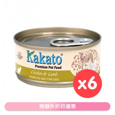 KAKATO - 全营养系列 鸡肉、羊肉 主食猫罐头 (70gx6) 657640