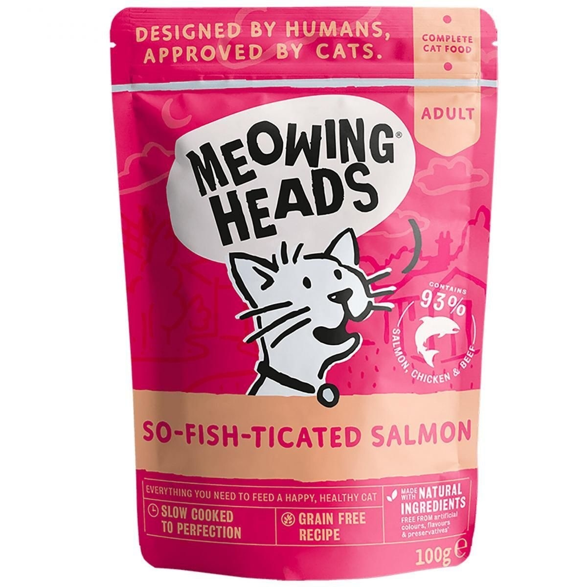 無穀物三文魚雞肉牛田園香草成貓主食濕包 (100g) - Meowing Heads image