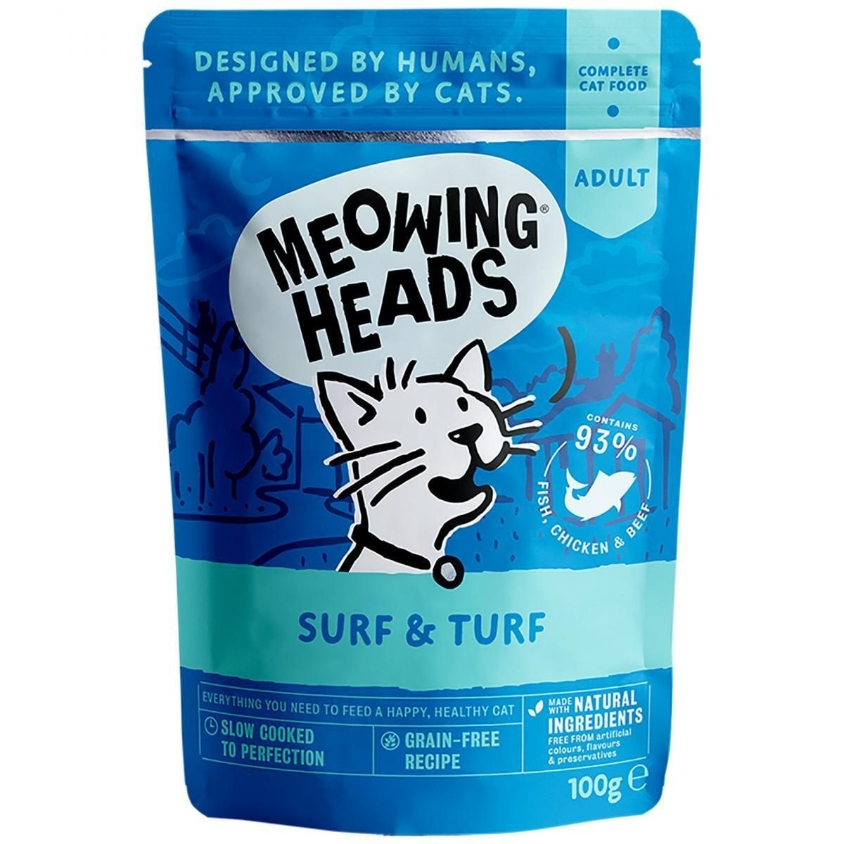 Surf & Turf Complete Adult Cat Wet Food (100g)- Meowing Heads image