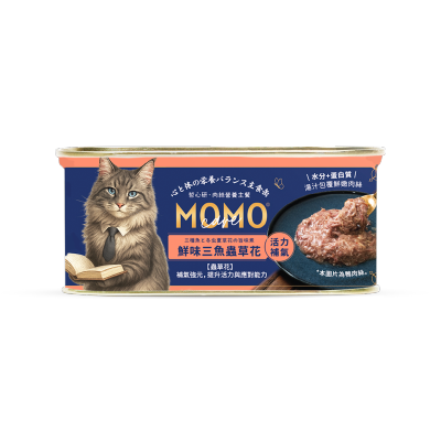 MOMOCARE - Tuna+Salmon+Whitebait+Cordyceps (Shredded pork) Cat Can (110g) 18807