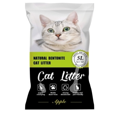 NATURAL BENTONITE - 天然活性炭矿土猫砂 - 青苹果香味 (5L) - Natural Bentonite