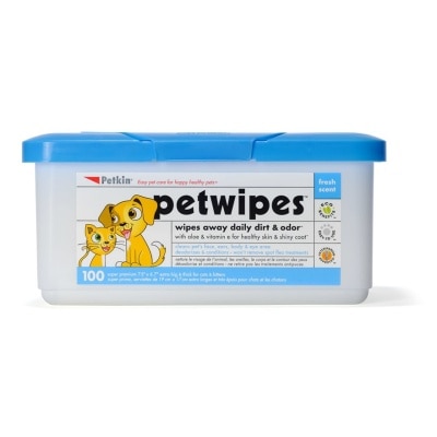 PETKIN - 天然芦荟洁身纸 (100片装) 猫犬合用 宠物湿纸巾